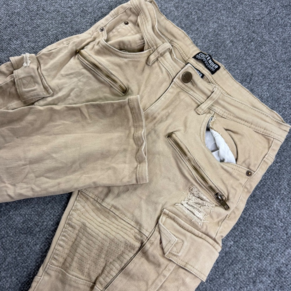 Contender Cargo Pants 32x30 (32x28)Tan Distressed Biker Moto Slim Mens